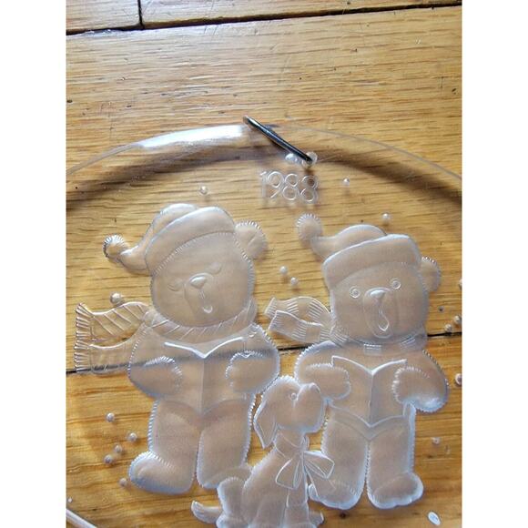 Christmas Treasures Collectors Ornament 1988 Clear Acrylic Bears Season Box - Picture 2 of 4